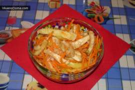 Острый салат из синенький и морковки