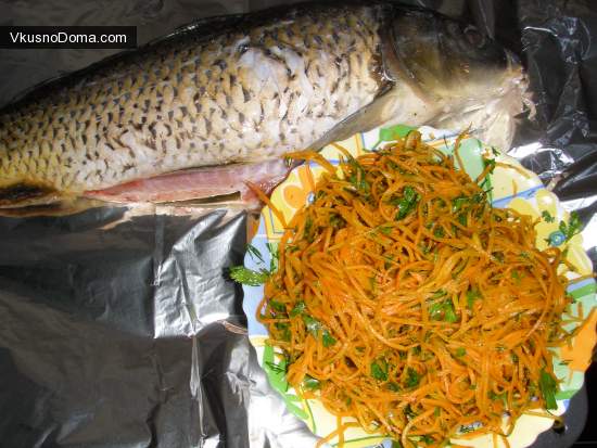 карп и корейская морковка карп и корейская морковка
