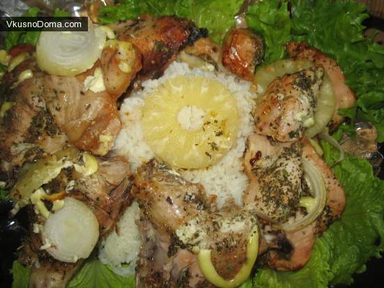 куриные окорочка под ананасами