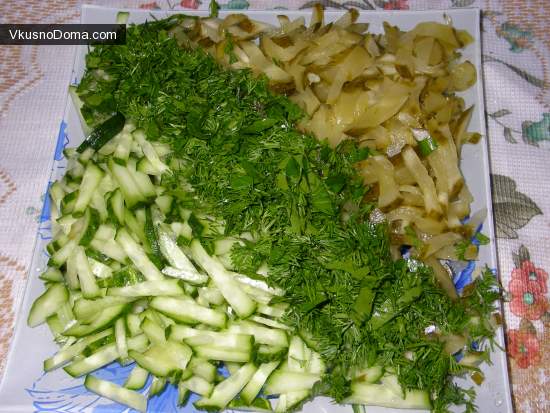 салат из говядины и куриного филе - рецепт