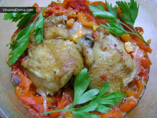 курица с овощами под пивом