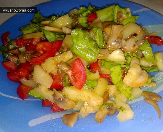 рецепт теплый салат с грибами