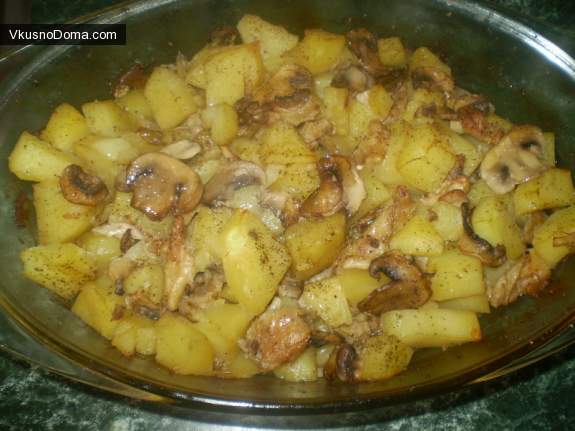 фото рецепт запеченного картофеля с грибами